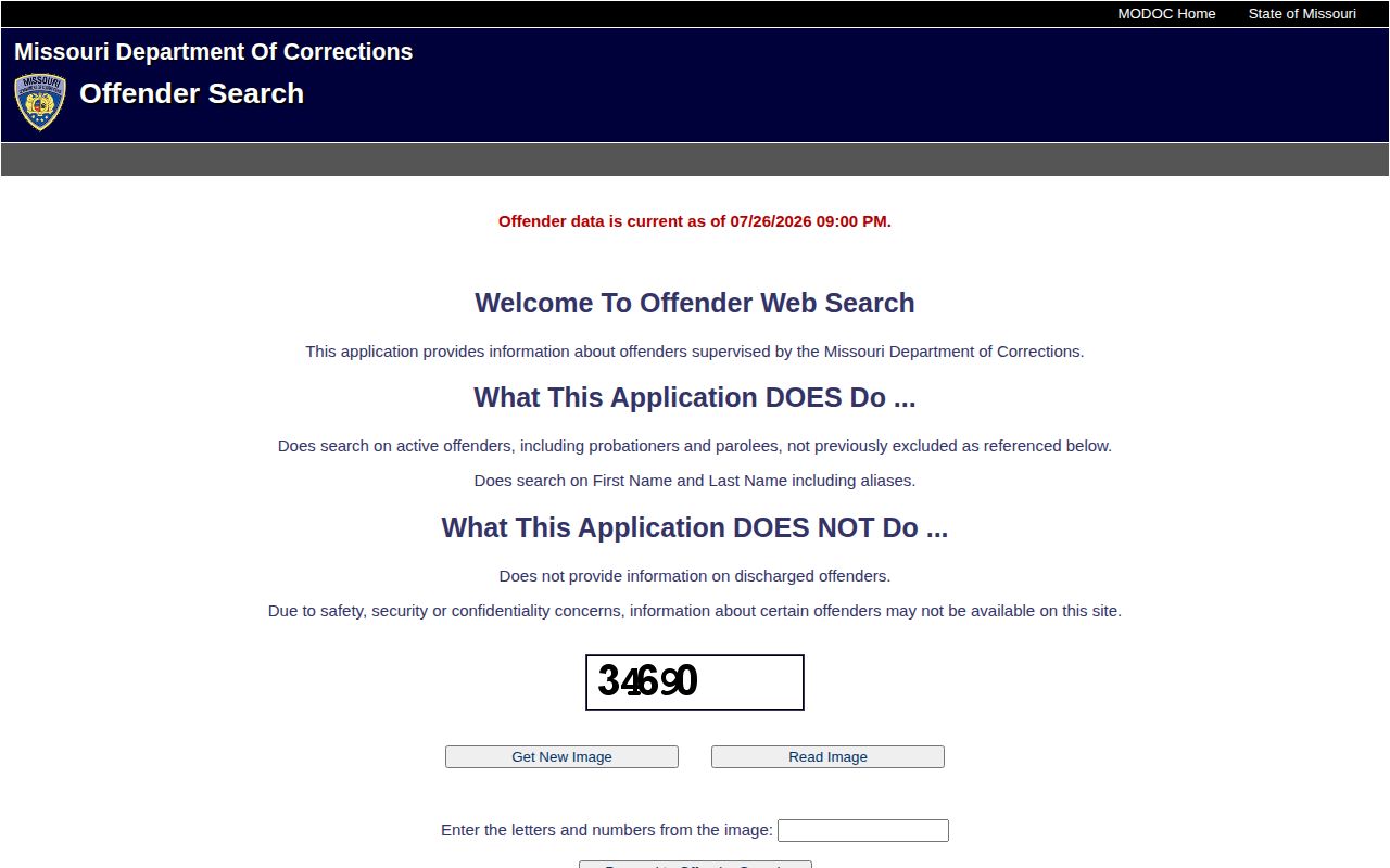 Knox County released inmates Missouri DOC offender search form