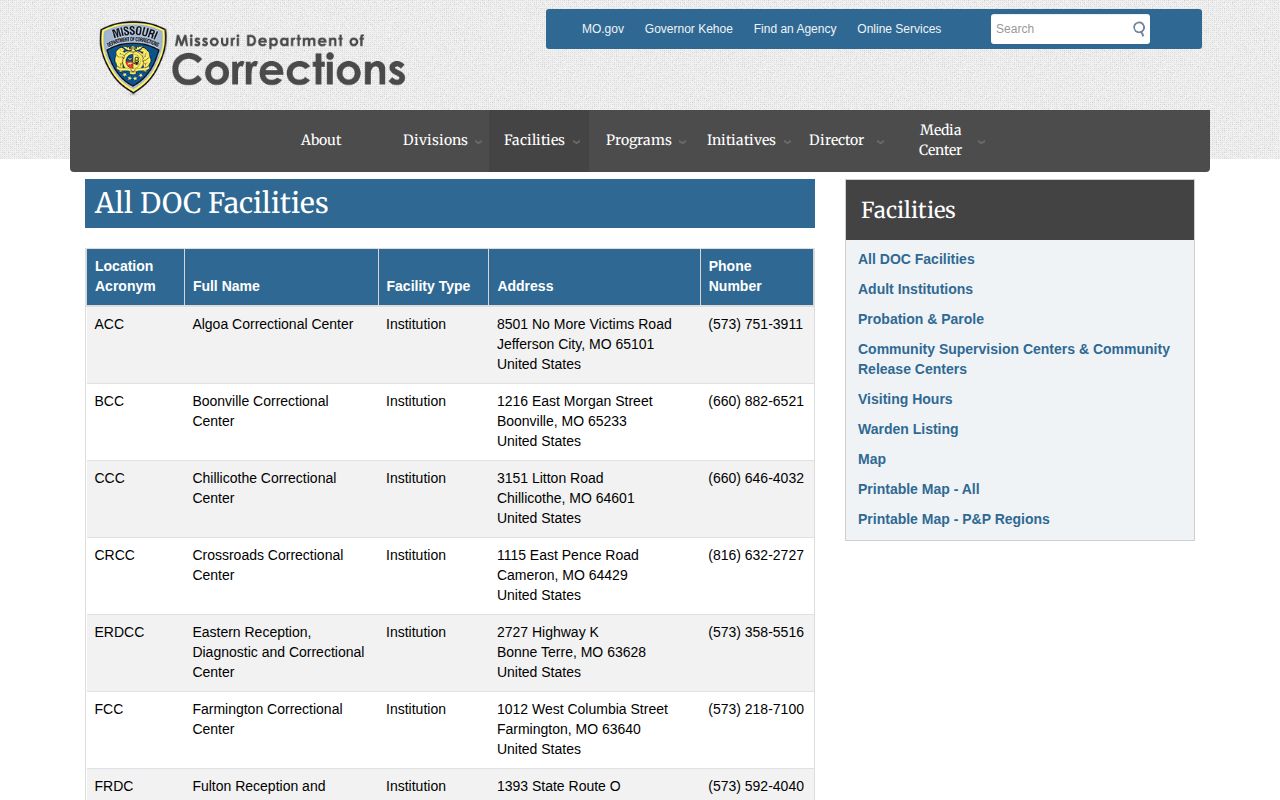 Knox County parole and probation District 3S Kirksville office listing