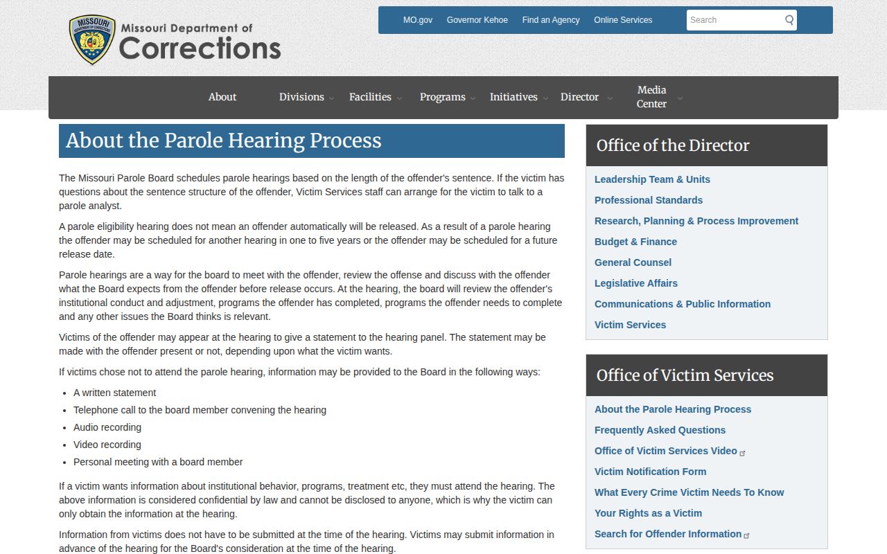 Knox County parole hearing process and release decision timing