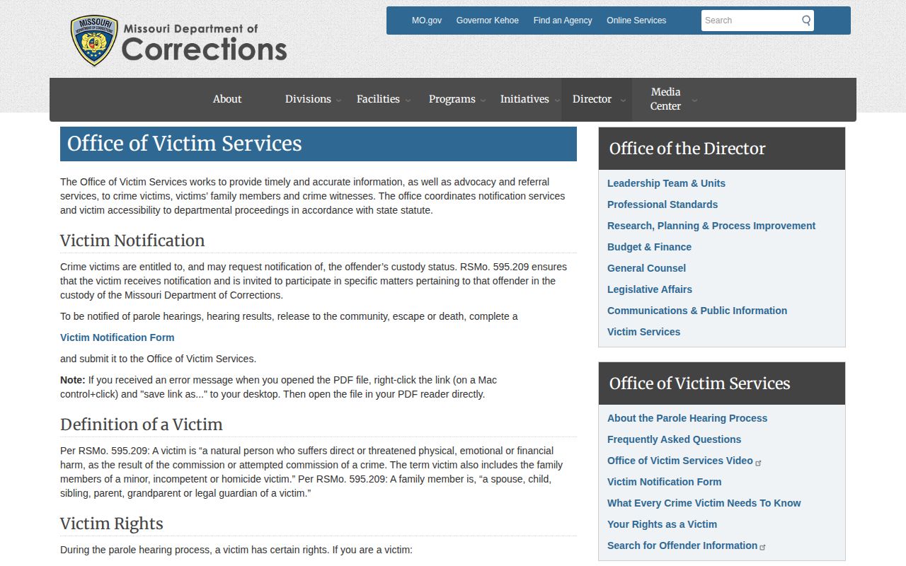 Knox County release alerts through Missouri DOC Victim Services